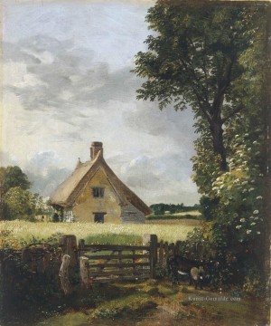 ein Häuschen in einer Cornfield Romantischen John Constable Ölgemälde